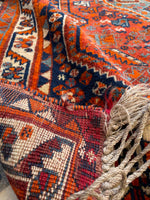 3’7 X 5’3 Antique tribal 1930's Rug #1816 / Small Tribal Rug / 4x5 Vintage Rug - Blue Parakeet Rugs