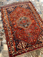 3’7 X 5’3 Antique tribal 1930's Rug #1816 / Small Tribal Rug / 4x5 Vintage Rug - Blue Parakeet Rugs