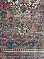 8'10 x 10' Antique Worn Persian Mashhad rug #2662 / 9x10 Worn Vintage Rug - Blue Parakeet Rugs