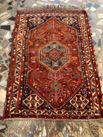 3’7 X 5’3 Antique tribal 1930's Rug #1816 / Small Tribal Rug / 4x5 Vintage Rug - Blue Parakeet Rugs