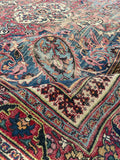 8'10 x 10' Antique Worn Persian Mashhad rug #2662 / 9x10 Worn Vintage Rug - Blue Parakeet Rugs