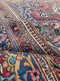 8'10 x 10' Antique Worn Persian Mashhad rug #2662 / 9x10 Worn Vintage Rug - Blue Parakeet Rugs