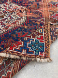 5’4 X 6’4 Antique and early 1900s wool Rug #1814 / Large Tribal Rug / 5x6 vintage Rug - Blue Parakeet Rugs