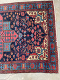 4’ X 6’3 Antique 1920s jewel toned rug #1813 / Small Vintage Rug / 4x6 vintage Rug - Blue Parakeet Rugs