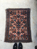 2'2 x 3  antique Persian Lilihan rug - Blue Parakeet Rugs