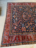8’4 x 11’4 Antique Persian Navy Blue Heriz rug #2675 - Blue Parakeet Rugs