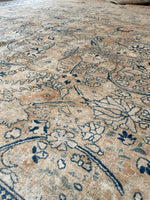 10'4 x 13'4 Antique muted Mashhad rug #2150 / 10x13 Vintage Rug - Blue Parakeet Rugs