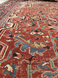 12'4 x 19'6 Antique Oversized & Palatial Persian Heriz rug #1980 / 12x20 Heriz rug - Blue Parakeet Rugs