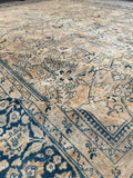 10'4 x 13'4 Antique muted Mashhad rug #2150 / 10x13 Vintage Rug - Blue Parakeet Rugs