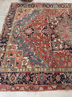 7'7 x 10'4 Antique tribal wool rug #1981 / 8x10 Vintage rug - Blue Parakeet Rugs