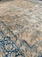 10'4 x 13'4 Antique muted Mashhad rug #2150 / 10x13 Vintage Rug - Blue Parakeet Rugs