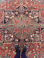 7'7 x 10'4 Antique tribal wool rug #1981 / 8x10 Vintage rug - Blue Parakeet Rugs