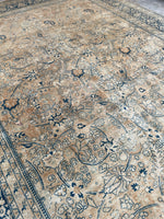 10'4 x 13'4 Antique muted Mashhad rug #2150 / 10x13 Vintage Rug - Blue Parakeet Rugs