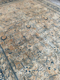 10'4 x 13'4 Antique muted Mashhad rug #2150 / 10x13 Vintage Rug - Blue Parakeet Rugs