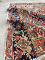 7'7 x 10'4 Antique tribal wool rug #1981 / 8x10 Vintage rug - Blue Parakeet Rugs