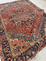 7'7 x 10'4 Antique tribal wool rug #1981 / 8x10 Vintage rug - Blue Parakeet Rugs
