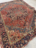 7'7 x 10'4 Antique tribal wool rug #1981 / 8x10 Vintage rug - Blue Parakeet Rugs