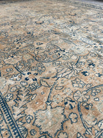 10'4 x 13'4 Antique muted Mashhad rug #2150 / 10x13 Vintage Rug - Blue Parakeet Rugs