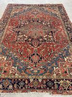 7'7 x 10'4 Antique tribal wool rug #1981 / 8x10 Vintage rug - Blue Parakeet Rugs