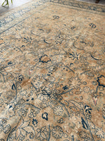 10'4 x 13'4 Antique muted Mashhad rug #2150 / 10x13 Vintage Rug - Blue Parakeet Rugs