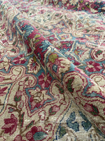 8'1 x 10'7 Antique subdued berry Kerman rug #2151ML / 8x11 Vintage Rug - Blue Parakeet Rugs