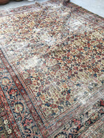 9x11 love worn antique Persian Mahal Rug (#789) - Blue Parakeet Rugs
