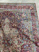 8'1 x 10'7 Antique subdued berry Kerman rug #2151ML / 8x11 Vintage Rug - Blue Parakeet Rugs