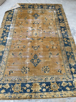 6' x 8'10 Antique Khotan rug #1240 / 6x9 Vintage rug - Blue Parakeet Rugs