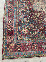 8'1 x 10'7 Antique subdued berry Kerman rug #2151ML / 8x11 Vintage Rug - Blue Parakeet Rugs