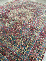 8'1 x 10'7 Antique subdued berry Kerman rug #2151ML / 8x11 Vintage Rug - Blue Parakeet Rugs