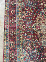 8'1 x 10'7 Antique subdued berry Kerman rug #2151ML / 8x11 Vintage Rug - Blue Parakeet Rugs