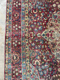 8'1 x 10'7 Antique subdued berry Kerman rug #2151ML / 8x11 Vintage Rug - Blue Parakeet Rugs