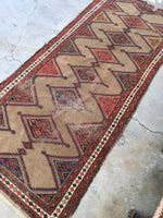 4'2 x 9'3 Antique camel hair runner (#835) / 4x9 vintage rug - Blue Parakeet Rugs
