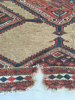 4'2 x 9'3 Antique camel hair runner (#835) / 4x9 vintage rug - Blue Parakeet Rugs