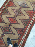 4'2 x 9'3 Antique camel hair runner (#835) / 4x9 vintage rug - Blue Parakeet Rugs
