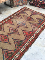 4'2 x 9'3 Antique camel hair runner (#835) / 4x9 vintage rug - Blue Parakeet Rugs