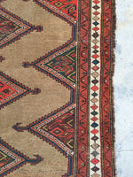 4'2 x 9'3 Antique camel hair runner (#835) / 4x9 vintage rug - Blue Parakeet Rugs