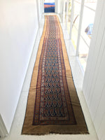 2'6 x 23'9 Camel Hair Antique Serab Rug / Long skinny Runner (#684) - Blue Parakeet Rugs