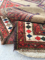 4'2 x 9'3 Antique camel hair runner (#835) / 4x9 vintage rug - Blue Parakeet Rugs