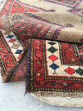 4'2 x 9'3 Antique camel hair runner (#835) / 4x9 vintage rug - Blue Parakeet Rugs