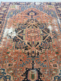 7'5 x 10' antique Persian Heriz (#1139) / 7x10 vintage rug / 8x10 vintage rug - Blue Parakeet Rugs