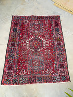 5’ X 6’5 Antique Persian Gharajeh Rug #1820 / Small Vintage Heriz / 5x6 Vintage Rug - Blue Parakeet Rugs