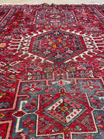 5’ X 6’5 Antique Persian Gharajeh Rug #1820 / Small Vintage Heriz / 5x6 Vintage Rug - Blue Parakeet Rugs