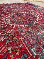 5’ X 6’5 Antique Persian Gharajeh Rug #1820 / Small Vintage Heriz / 5x6 Vintage Rug - Blue Parakeet Rugs