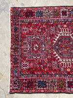 5’ X 6’5 Antique Persian Gharajeh Rug #1820 / Small Vintage Heriz / 5x6 Vintage Rug - Blue Parakeet Rugs