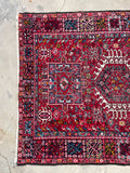 5’ X 6’5 Antique Persian Gharajeh Rug #1820 / Small Vintage Heriz / 5x6 Vintage Rug - Blue Parakeet Rugs