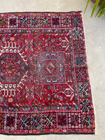 5’ X 6’5 Antique Persian Gharajeh Rug #1820 / Small Vintage Heriz / 5x6 Vintage Rug - Blue Parakeet Rugs