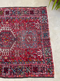 5’ X 6’5 Antique Persian Gharajeh Rug #1820 / Small Vintage Heriz / 5x6 Vintage Rug - Blue Parakeet Rugs