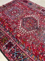5’ X 6’5 Antique Persian Gharajeh Rug #1820 / Small Vintage Heriz / 5x6 Vintage Rug - Blue Parakeet Rugs