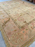9’9 x 11'2 Antique Turkish Oushak rug #1821 / 10x11 Vintage Rug - Blue Parakeet Rugs